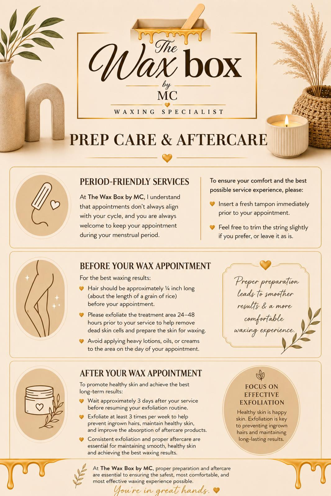 The Wax Box by MC guide to period-friendly services and waxing preparation and aftercare